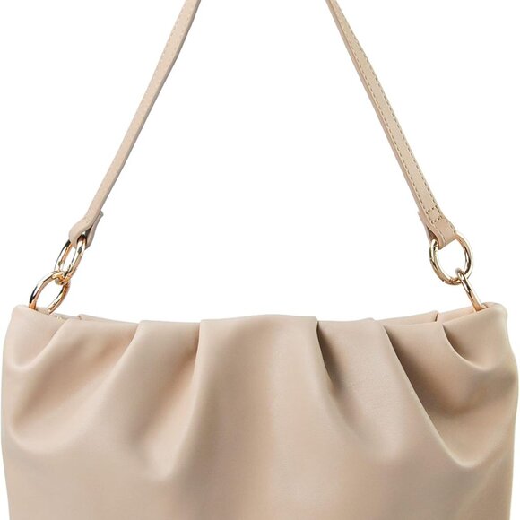 Women Ruched Faux Leather Crossbody Clutch Shoulder Handbag Mini Purse - Picture 1 of 7